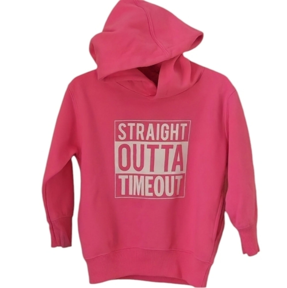 Hoodie Funny Toddlers Straight Outta Time Out Pink Size 2‎